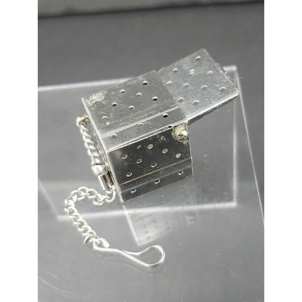 Vintage Tea Infuser Square Cube Strainer Ball with Chain Stainless Steel